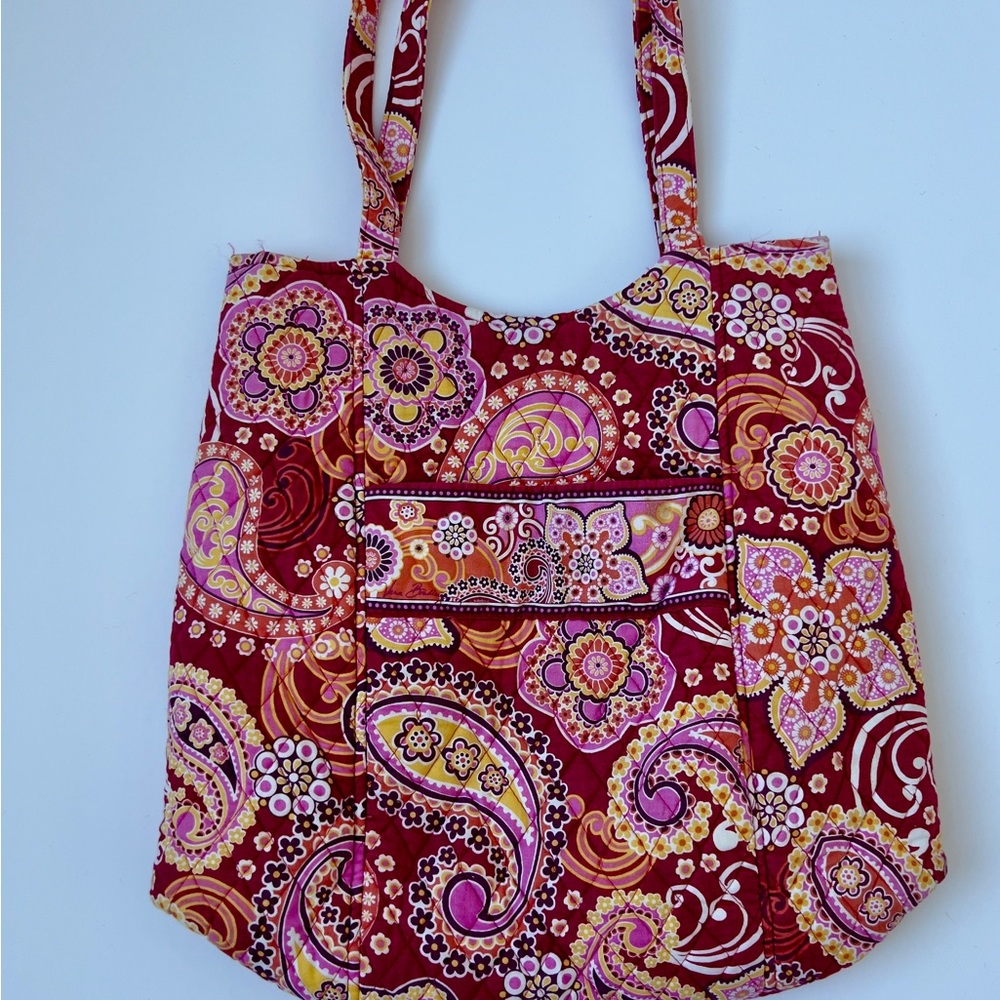 Vera Bradley Floral Paisley Tote Bag - Red and Pink